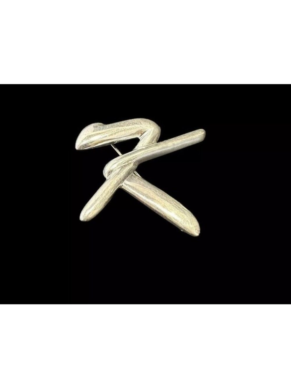 Sterling Silver Signed CNA Thailand Modern Brooch Modernist Pin Vintage